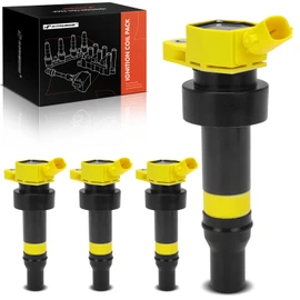 A-Premium (Yellow) Engine Ignition Coil Pack Compatible with Kia Soul 2012-2019, Rio 2012-2019 & Hyundai Accent 2012-2022, Veloster 2012-2017, 1.6L, 4-PC Set