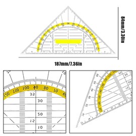 HABNI Set Square with Handle Set Square with Handle Yellow Free 2B Pencil Set Square Small Large 14 cm Transparent Suitable for Students Office Designer Painting School