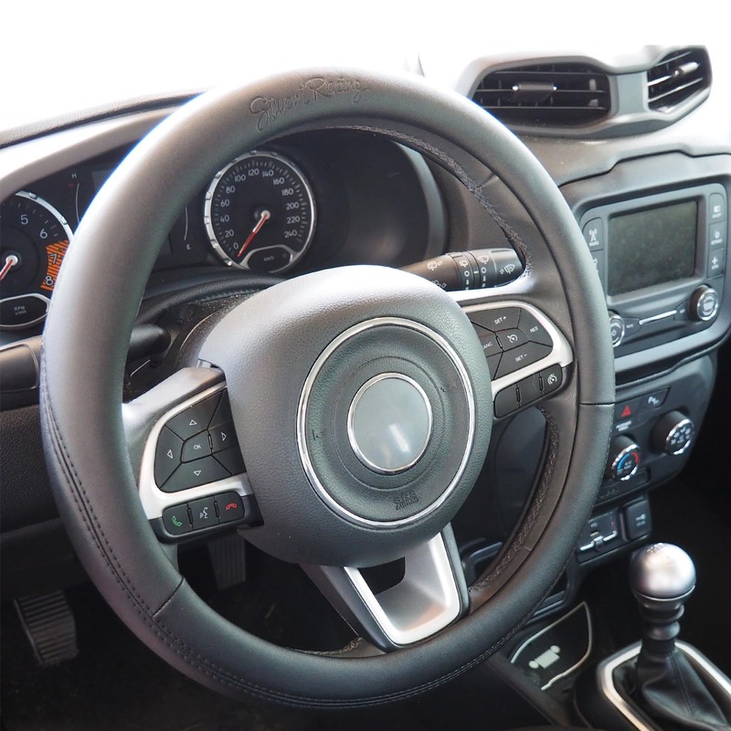 Simoni Racing Easy Steering Wheel Cover Black Eco Leather 37-39