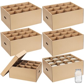 Menkxi 6 Pieces Regular or Wide Mouth Mason Jar Storage Box for Mason Jars Cardboard Canning Jar Storage Boxes with Handles and Dividers Stackable Mason Jar Storage Containers for Stacking