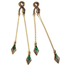 Goldtone Egyptian Revival-Inspired Snake Earrings serpent asp viper