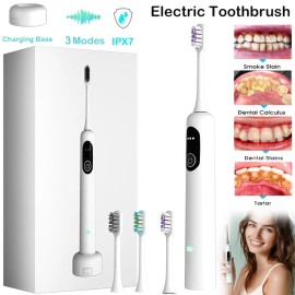 Unbranded Electric Sonic Toothbrush for Adults Teeth Cleaning Toothbrush with 3 Brush Head