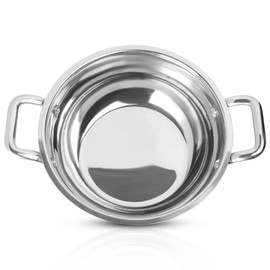 KSJONE 2 Liter Stainless Steel Kadai with Copper Bottom | Premium Heavy Gauge Steel Kadai | Indian Kadhai for Cooking | Ideal for Daily Use (2 Liter)