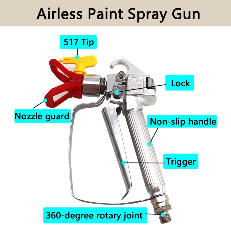 Tektall Airless Paint Spray Gun and 50 Feet Hose Swivel