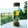 Tryeh Double-Wall Glass Travel Tumbler W/Removable infuser Bamboo lid.