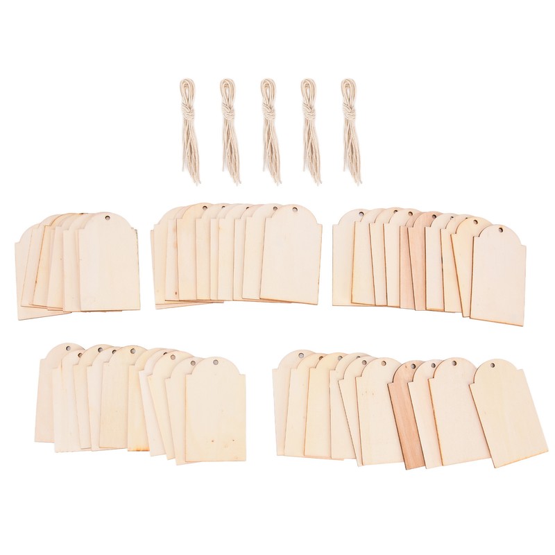50pcs Wood Pieces DIY Natural Rustic Unfinished Wood with Hemp