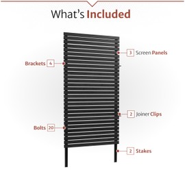 6ft H x 3.1ft W (1 Panel) No Dig Enclo Aspen Charcoal Wood Privacy Screen, Decorative Patio Privacy Screen, Great to Hide Trash Cans, Outdoor Privacy Fence Panel, Air Conditioner Fence, EC18042