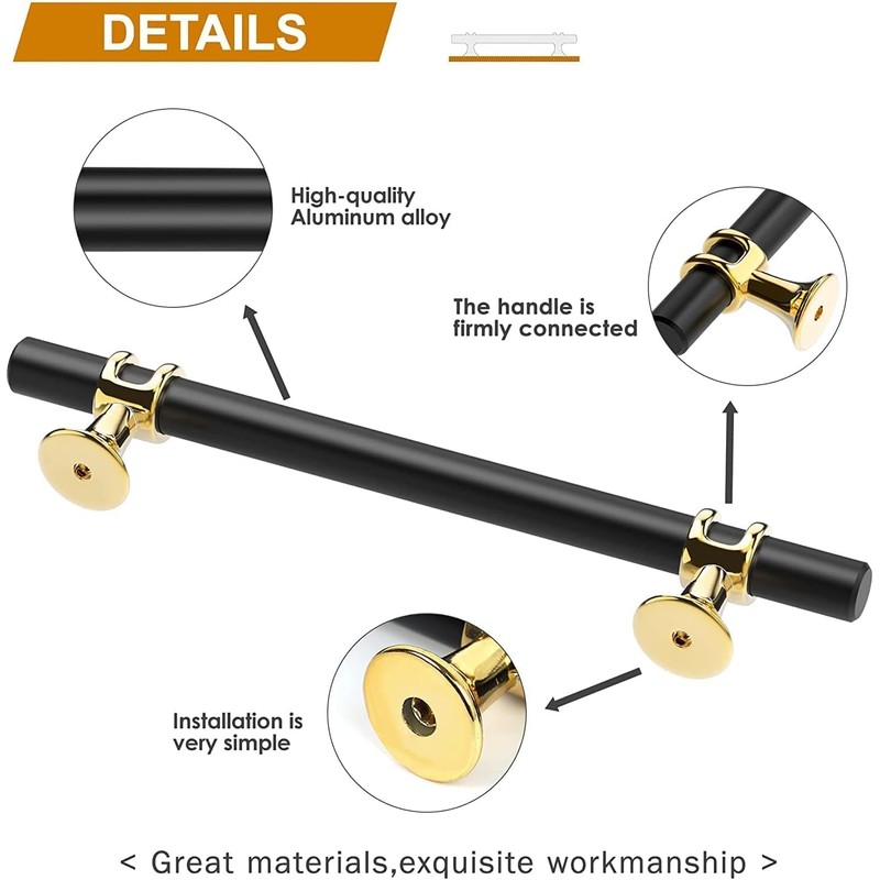 SYZOW 10 Pack Black Cabinet Pulls 96mm Black Kitchen Handles