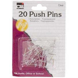 Charles Leonard Pins - Push - Clear - 20/Card, 20210