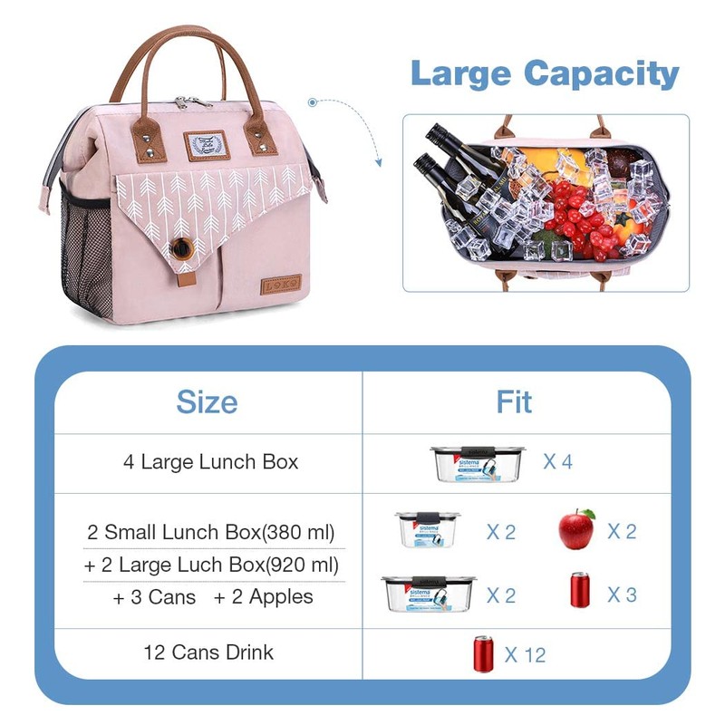 Lekespring Women's Cool Bag, Lunch Bag, 10 L (Pink-01)