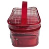 Elegant 4 Piece Cosmetic Bag Set Red Clear Box Checked