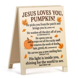 Hello Fall Decorations for Home Autumn Jesus Loves You Pumpkin Thanksgiving Decor Desk Sign Gifts for Christian Friends Football Lovers Happy Fall Plaque Gift for Farmhouse Home Garden Yard Decor