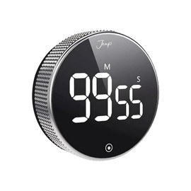 Magnetic Kitchen Timer | LED Digital Timer with 3 Volume Levels | Ideal for Kitchen, Study, Homework, Gym, Yoga and More | Easy to Use Timer | Minimal Design, Black and Silver