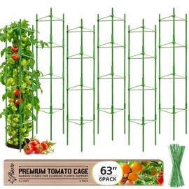Riare 6 Pack 5.2 FT Tomato Cages for Garden- 63inches Heavy Duty Garden Stakes, Adjustable Tall Tomato Plant Support Tomato Trellis Cage for Pots, Raised Garden Bed, Climbing Vegetables Plants Flowers