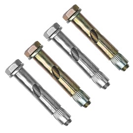 TERF® Sleeve Anchor Hex Bolts 12mm X 100mm (M10 Thread) Zinc or Zinc Yellow Passivated Steel Heavy Duty Expansion Plug Screw for Masonry Brick Concrete -Pack of 4