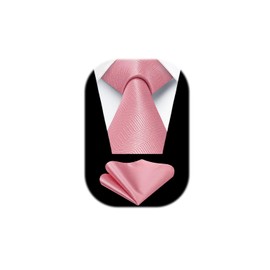 HISDERN Ties for Men Wedding Tie with Pocket Square Set Classic Tie Men's Formal Elegant Business Tie Party, pink
