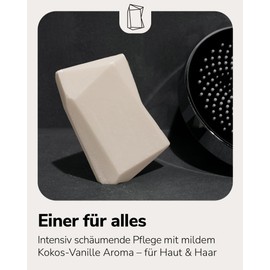 Duschbrocken 2in1 Festes Shampoo & Duschgel - 1x Carlos Cocos - Kokos-Vanille Duft - Feuchtigkeitsspendend - Natürlich, Vegan - 126g