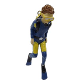 OnHoliday Scuba Diver Male Blue and Yellow Suit with Air Tank Christmas Tree Ornament