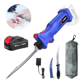 LURSKY Electric Fillet Knife Cordless Rechargeable Fishing Knife with Stainless Steel Blades, 12V High Torque Motor, 2.0Ah Battery, 12inch Boning Knife,Include Charger, Filleting, Outdoors(Klein Blue)