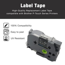 BROVACS 1 Pack White on Black Laminated Label Tape Compatible with Brother P-Touch Label Printers TZ 345 TZe 345 18 mm 3/4 Inch OPA4345