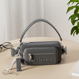 Desigual Women's Half Logo 24 CAMBRIDG Accessories PU Across Body Bag, Black, black