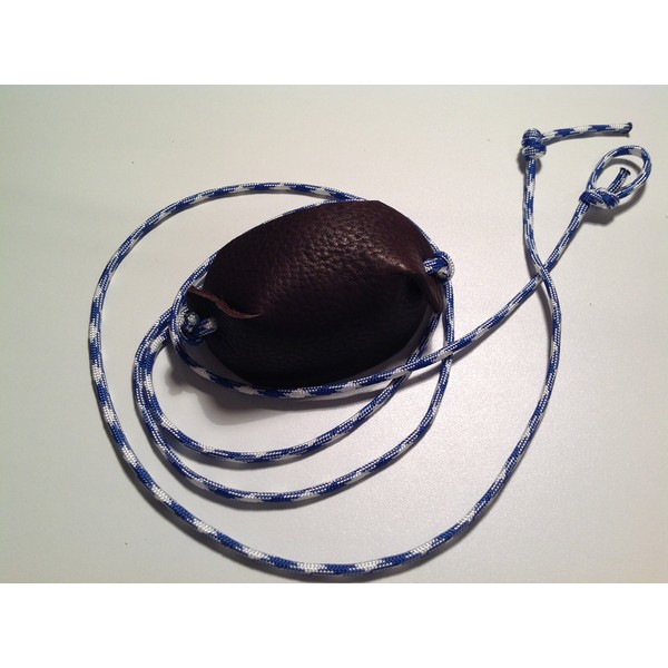 Paracord and Leather Cupped Pouch Shepherd Sling Handmade by David The Shepherd (Royal Mountain Cords)