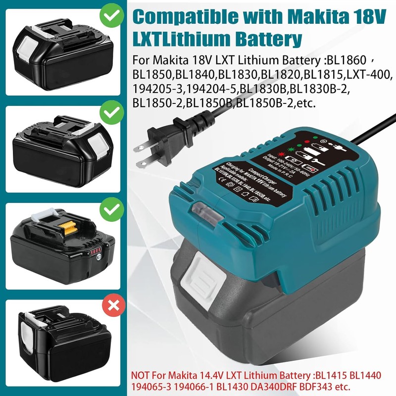 TEPULAS Rapid 2A Mini DC18RC Battery Charger for Makita 18V