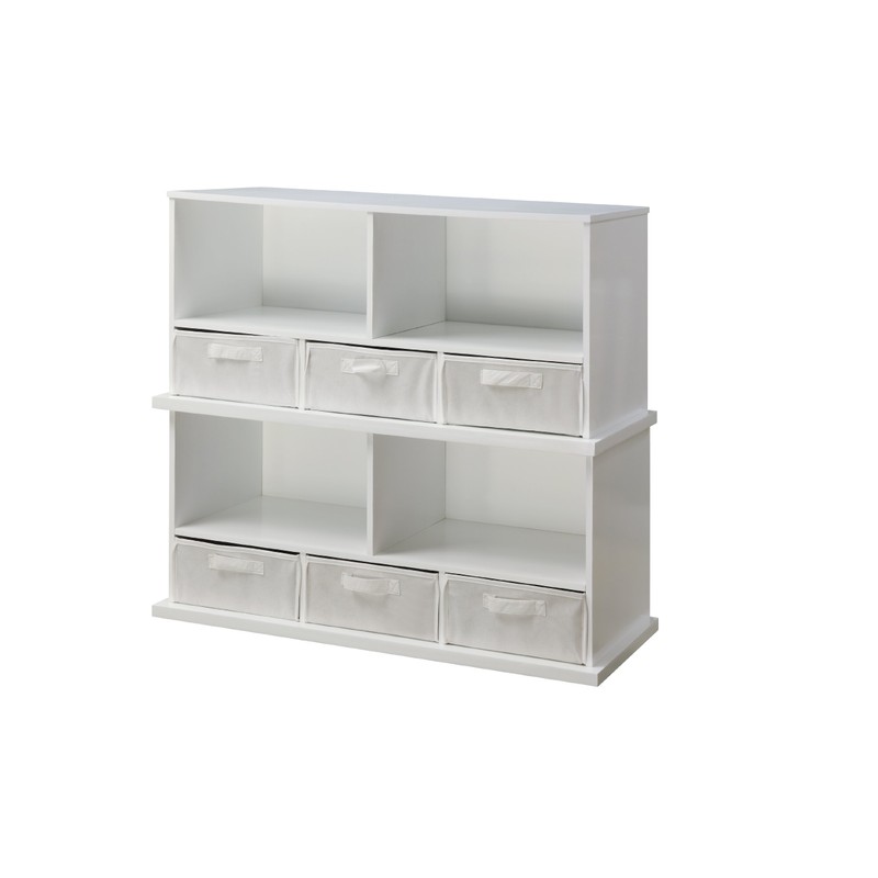 Stackable 5 Shelf Storage Organizing Cubby with 3 Fabric Baskets