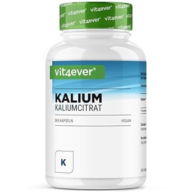 vit4ever Potassium - 365 Capsules - 800 mg Potassium per Day - 6 Month Supply | Pure potassium from potassium citrate, highly bioavailable, high dose, laboratory tested, vegan