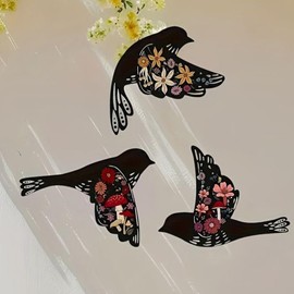 Bird Art Wall Decor | Wood Sculpture for Home - Boho Hummingbird Wall Sculpture Set of 3 for Indoor Bedroom Kitchen Living Room Decor