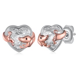SCZKLAQ Dachshund/Corgi Earrings 925 Sterling Silver Dog Earrings Puppy Dog Jewelry Gifts for Women Dog Lovers, Sterling Silver, Cubic Zirconia