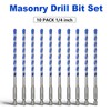 10 Pack 1/4 inch Concrete Drill Bit Set,Masonry Drill Bit