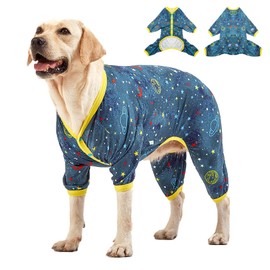 LovinPet Giant Dog Surgery Recovery Shirt, Undershirt for for Dog Coats, Anti Licking, Pet Anxiety Onesies, Navy Space Print, Pullover Large Breed Dog Clothes, Dog Pajamas, Pet PJ's/Medium