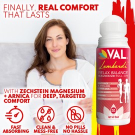 VAL Lombardi Magnesium Roll-On 3oz | Zechstein Magnesium + Arnica | Joint & Muscle Relief for Back, Neck, Legs & Feet