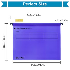 MerryNine A4 Hanging Files Polypropylene Filing Cabinet Hanging Files with Tabs and Card Inserts for School Home Work Office Organization (1, Purple)