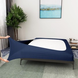 ALYVIA SPRING Box Spring Cover - King/Cal King/Olympic Queen, Navy, Microfiber & Spandex, Bed Skirt