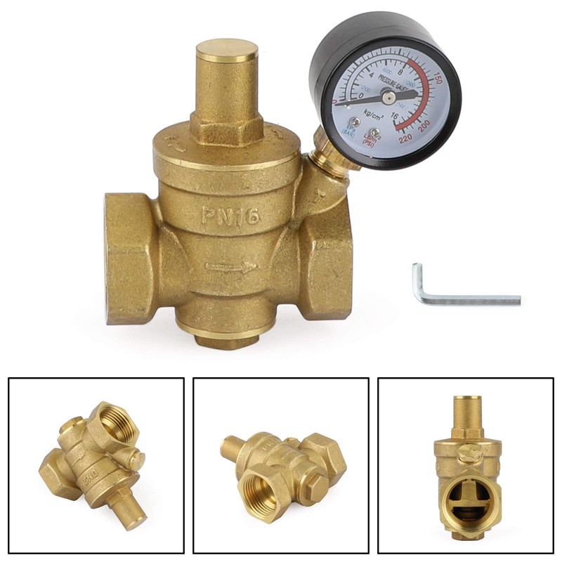 Topteng DN25 1" Brass Adjustable Water Pressure Reducing Regulator Valves