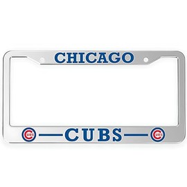 Peace&Love for Cubs License Plate Frames 2 Pack, Silver License Plate Holder Metal, Universal American Tag Frames for All Cars,Waterproof and Anti-Rust, Regular Size