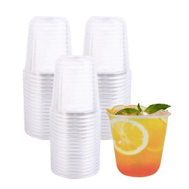 BUWUSMU 100 Pcs Disposable Stemless Glasses Plastic Cups Disposable Cold Party Drinking Cups Wine Glasses for Meeting Weddings Birthdays Cocktail Christmas Party Supplies (Clear,12 oz)