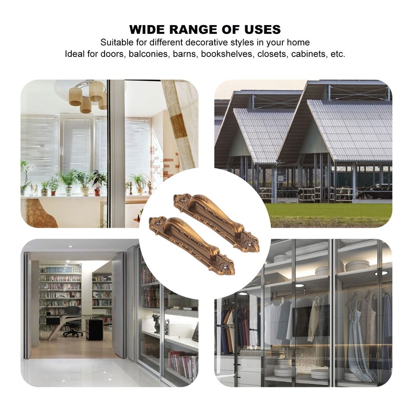 2pcs Barn Door Handle Heavy Duty Bronze Surface Mounted Sliding