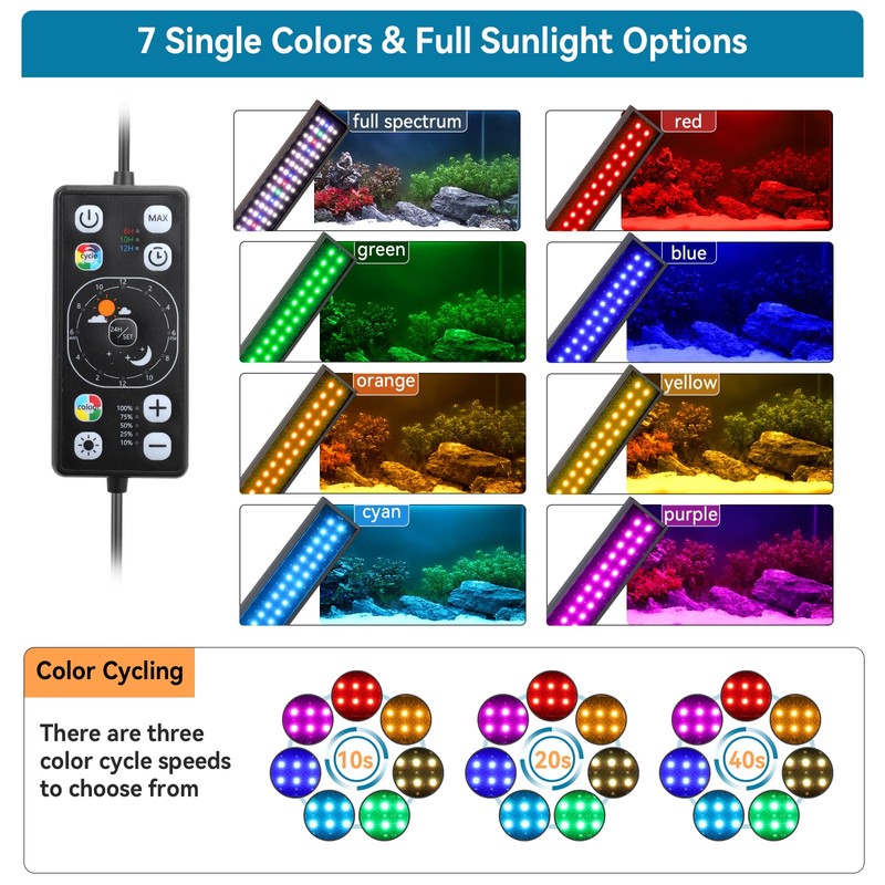hygger Aquarium LED Light Fish Tank Full Spectrum Lighting with