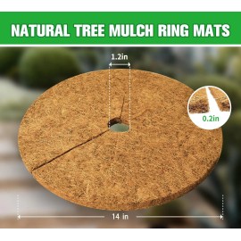 3Pack Coconut Fiber Mulch Ring, 14 Inch Coco Coir Tree Ring Mulch Mat, 100% Natural Tree Protector Mat Plant Cover Ring Coconutsize: 35cm/14inch