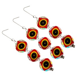 PESTEZE 3 Pack Set of 3 Holographic Shiny Circles with Scare Eyes & Bell [3 x 15 inch] Reflection Scares Pest Birds Like Woodpeckers, Sparrows, Pigeons, Crows, Gulls & Critters Without Harming Them