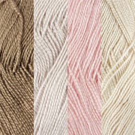 JubileeYarn Delightfully Fine Yarn - 50g/Skein Lace Bamboo - Shades of Neutral - 4 Skeins