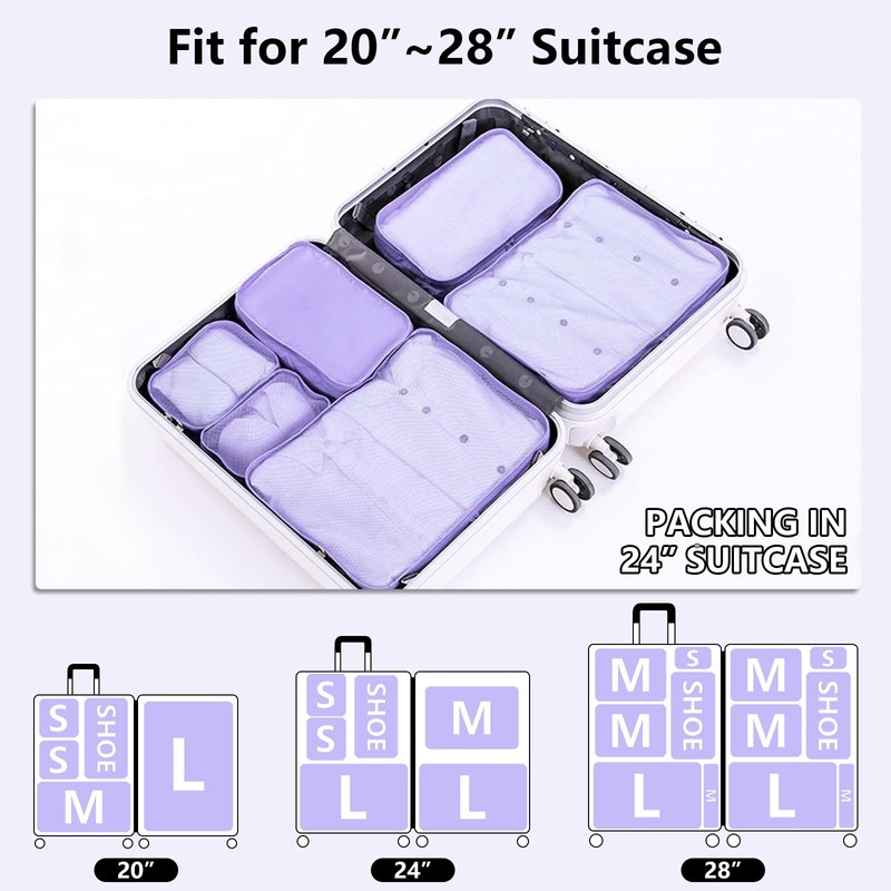 6 Set Packing cubes for Travel, Luggage Organizer Bags, Packing