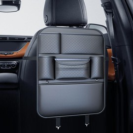 Fenteer Car Backseat Organizer Storage Bag Universal Multi Compartments Modern Hanging Organizer for SUV Automotive, Black