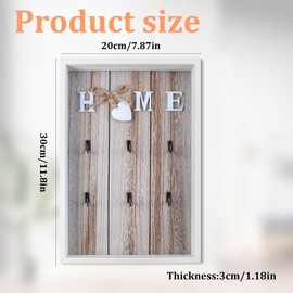 CHENGCKJ Wooden Key Rack, 30 x 20 cm Wall Key Holder with 6 Key Hooks, Wall Key Ring, No Drilling, Key Rack Wall for Keys Organiser, Home Decoration