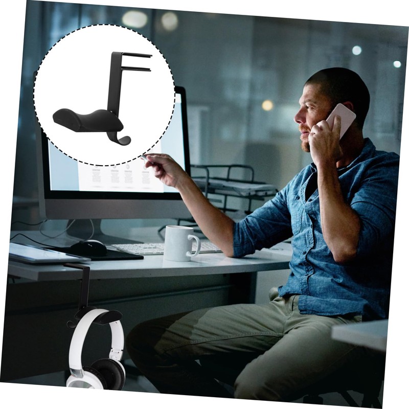 TEHAUX Adjustable Headphone Rack with PU Pad Desk Hook for