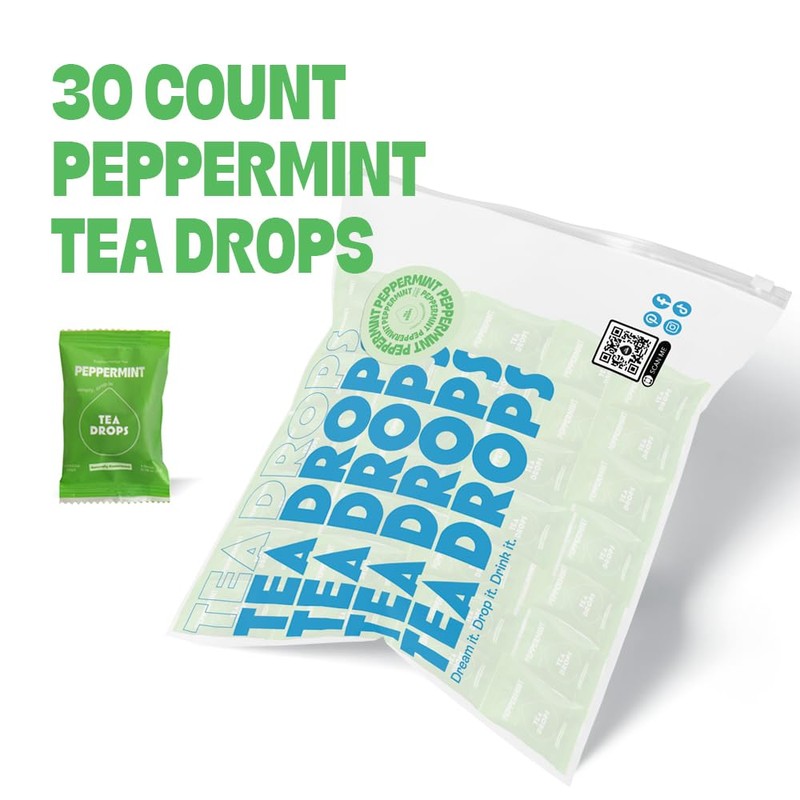 Tea Drops 30 Bulk Pack Organic Peppermint Bagless Tea -