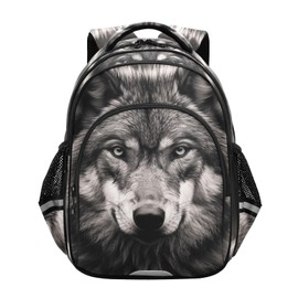 FUQIUMI School Backpack Wolf Dog in Black Laptop Backpacks Kid's Schoolbag Casual Daypack for Teens Girls Boys Toddler,16.9 "